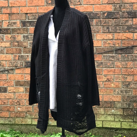 Planet Gold Sweaters - NWT Planet Gold Black Distressed Sweater 2X